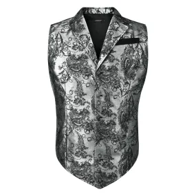 Gothic Lapel Party Vest for Men - SILVER/BLACK-6