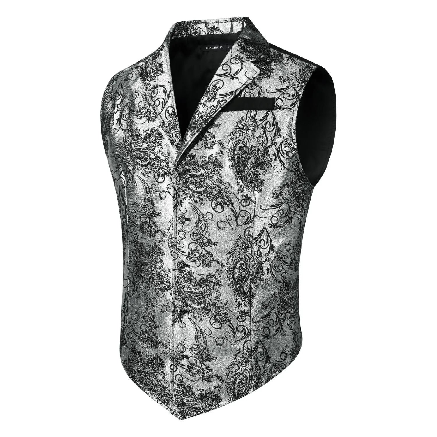 Gothic Lapel Party Vest for Men - SILVER/BLACK-6