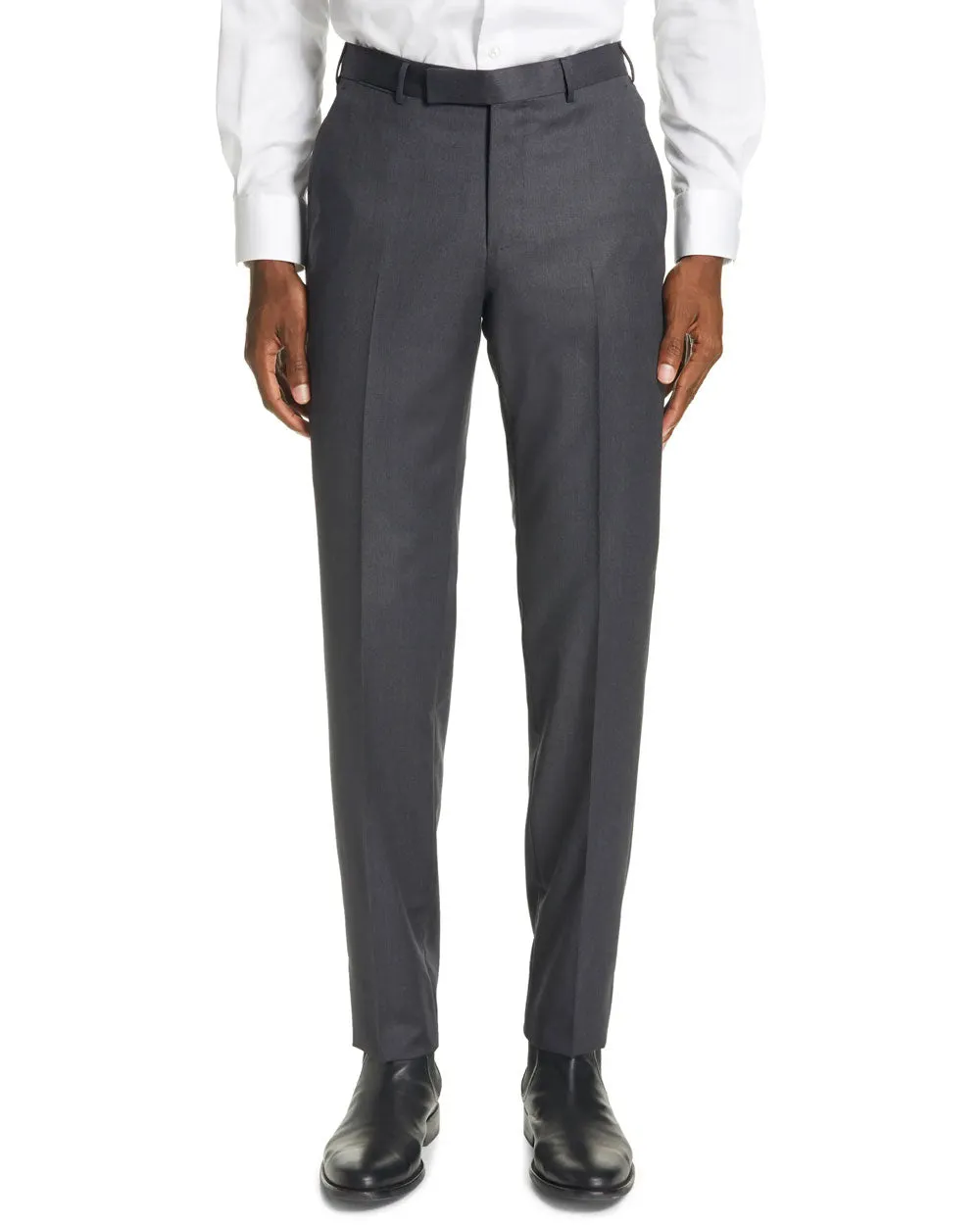 Grey Micronosphere Wool Dress Pant