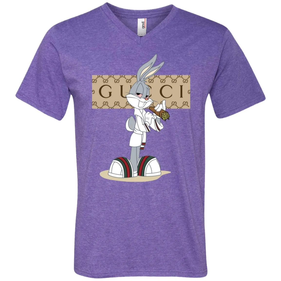 Gucci Rabbit Smoking Funny T-shirt Men V-Neck T-Shirt