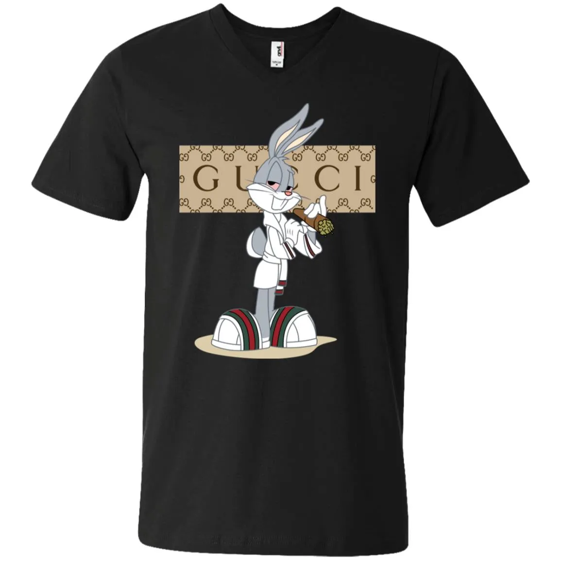 Gucci Rabbit Smoking Funny T-shirt Men V-Neck T-Shirt