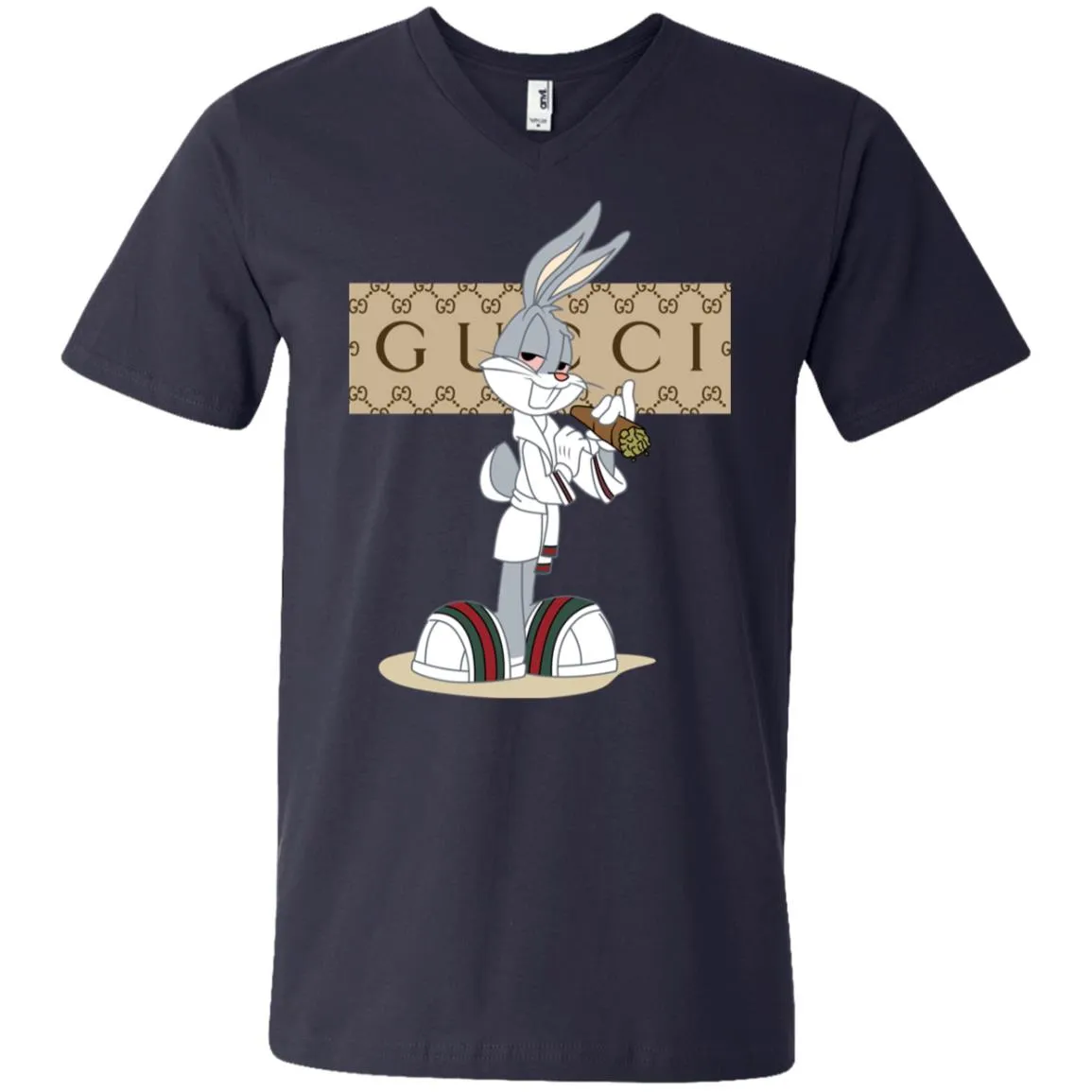 Gucci Rabbit Smoking Funny T-shirt Men V-Neck T-Shirt