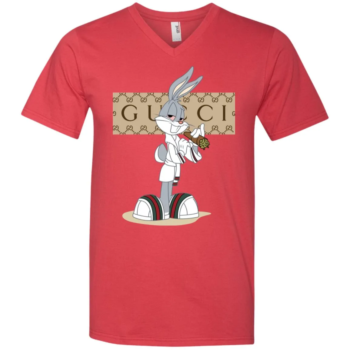 Gucci Rabbit Smoking Funny T-shirt Men V-Neck T-Shirt