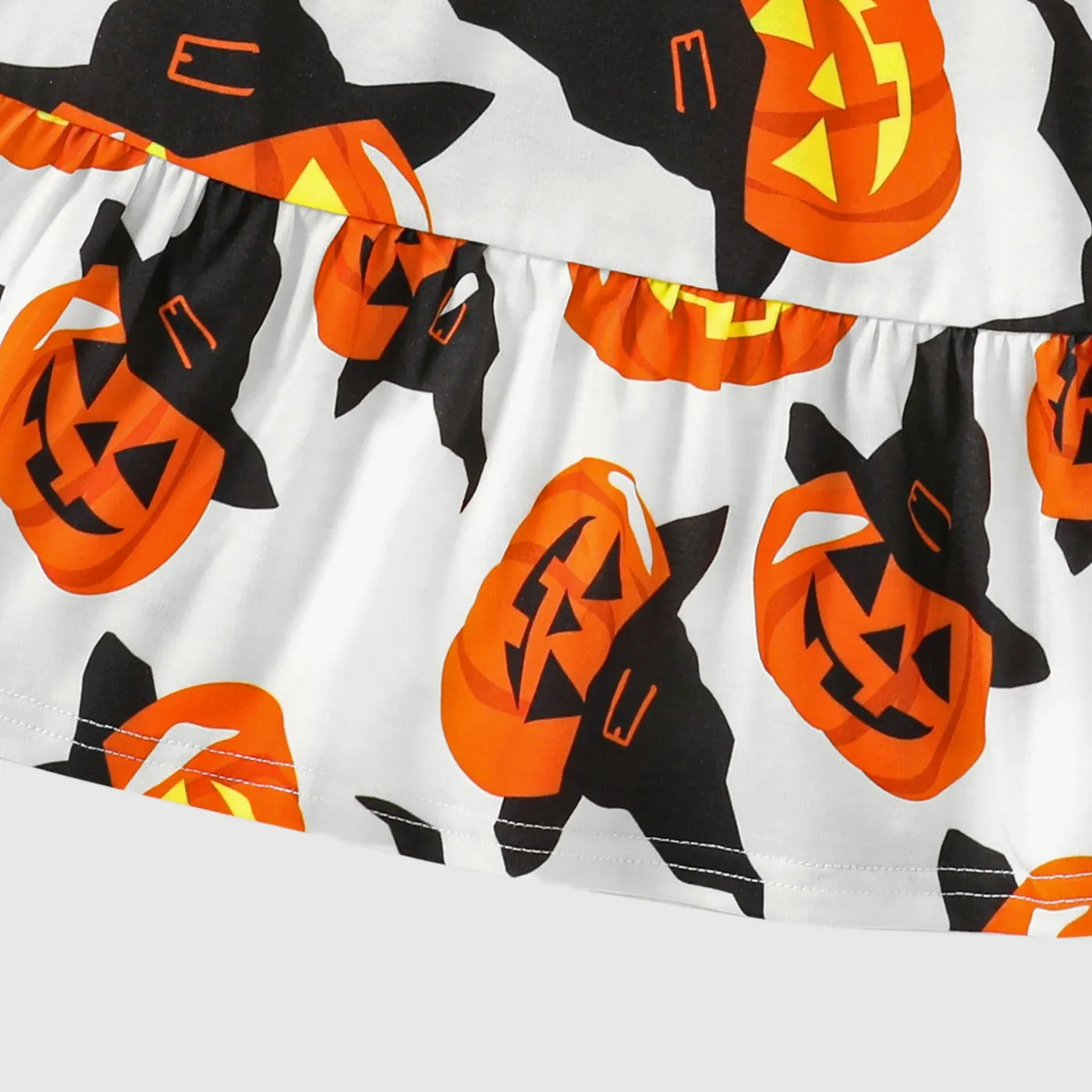 Halloween Family Matching Long-sleeve Letter & Pumpkin Lantern Print Spliced Dresses and Raglan-sleeve T-shirts Sets