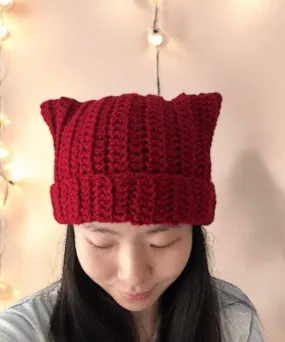 Handmade Crochet cat ear beanie | kitten head hat | cat ear hat | trendy women hat with cat ears | trendy y2k | cat lover | pussy hat