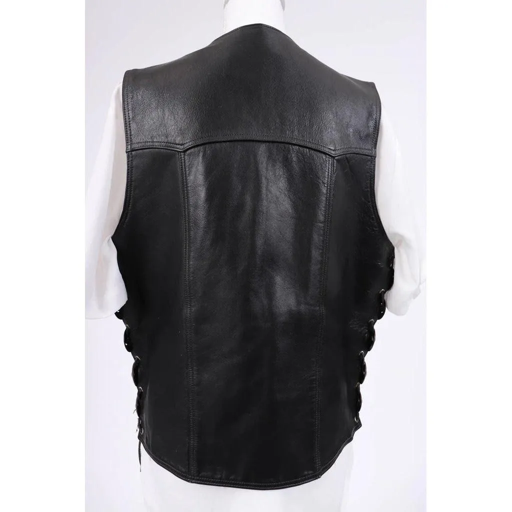 HARLEY DAVIDSON 1970's Unisex Leather Biker Vest |  Large