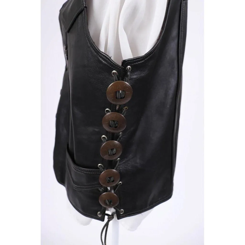 HARLEY DAVIDSON 1970's Unisex Leather Biker Vest |  Large