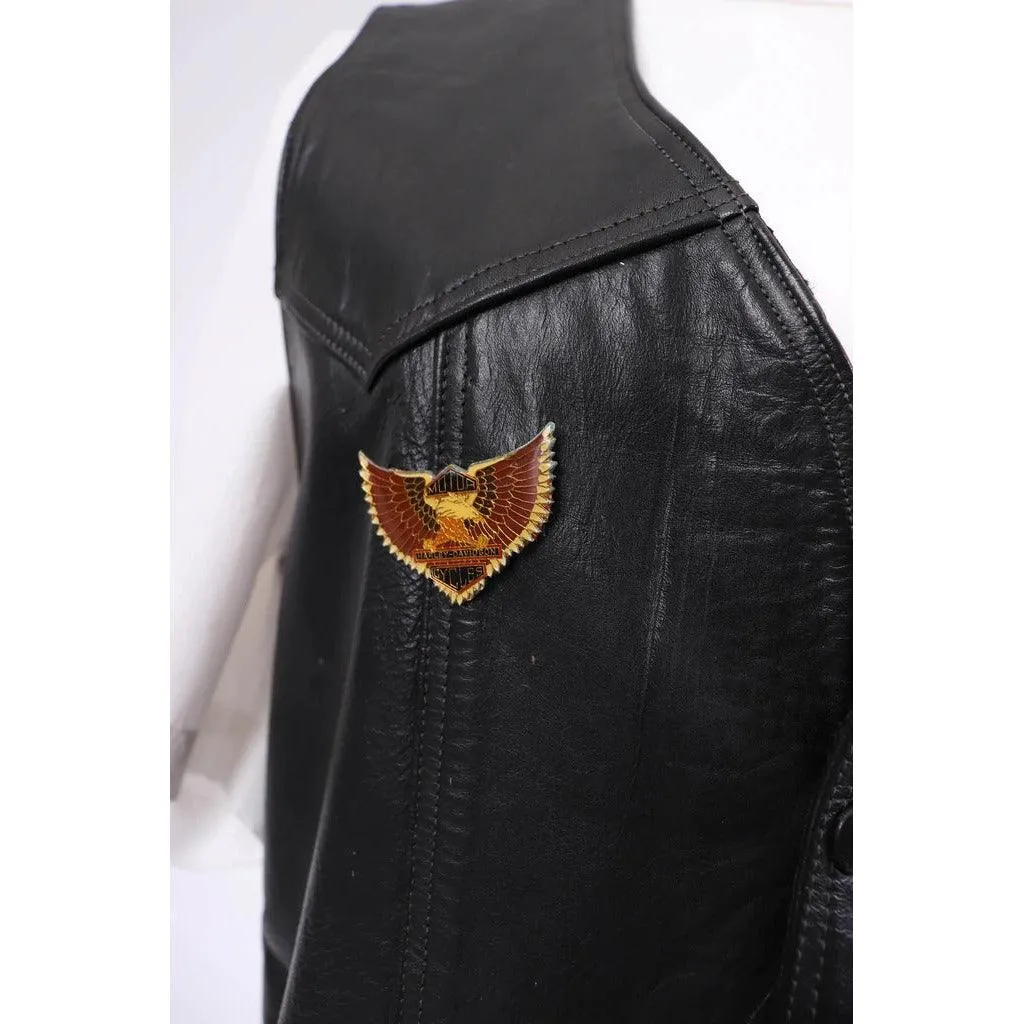 HARLEY DAVIDSON 1970's Unisex Leather Biker Vest |  Large