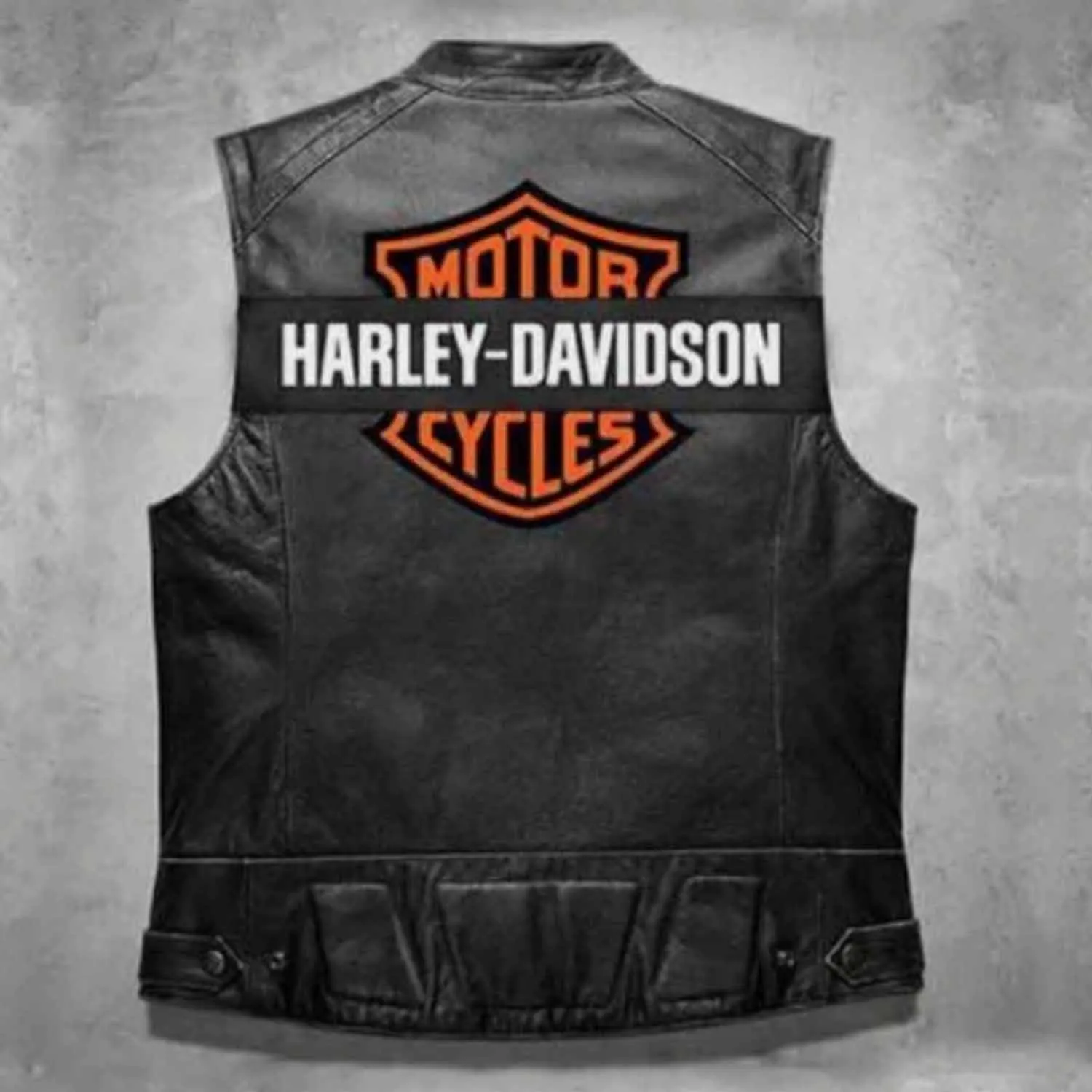 Harley Davidson Men's Motorcycle Vest Embroidered Patch-Real Handmade Cowhide Leather Vest