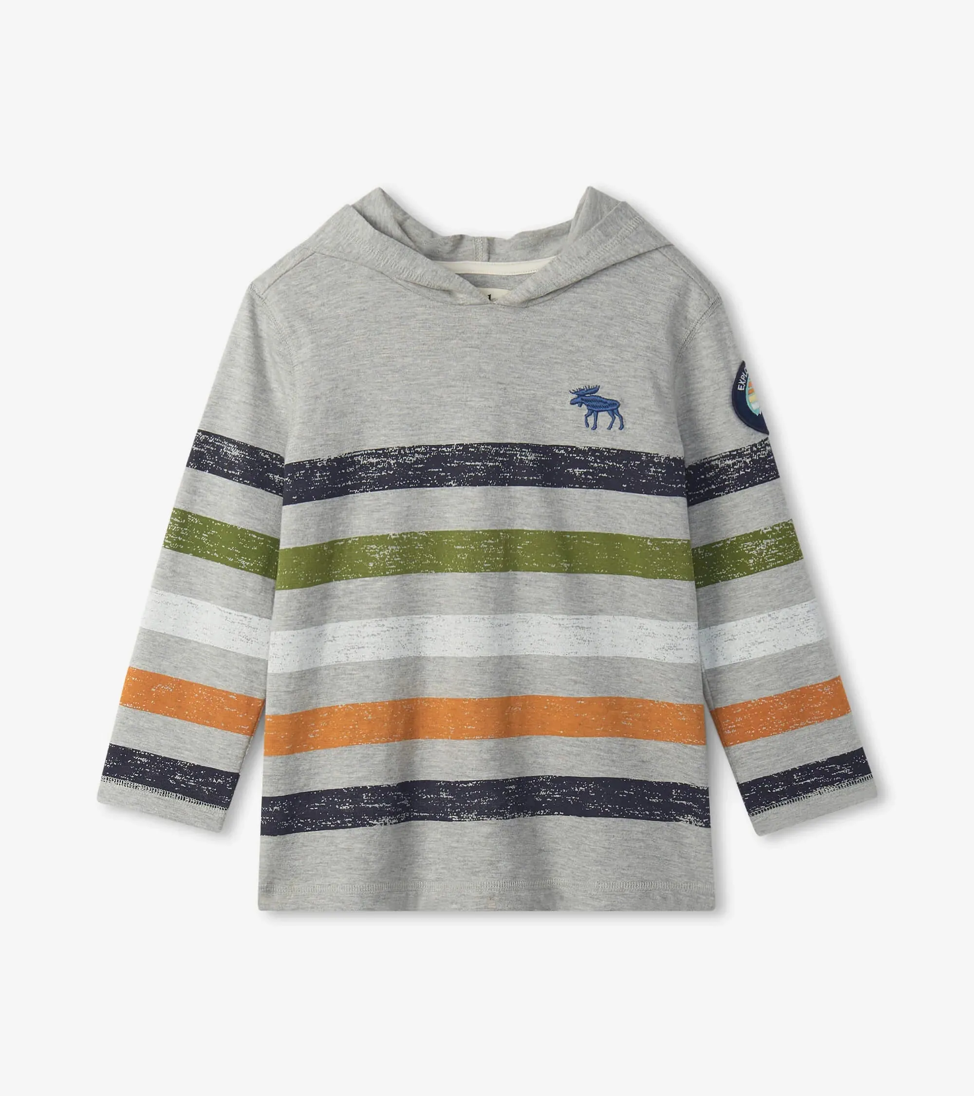 Hatley Hooded Long Sleeve Shirt - Woodland Stripes