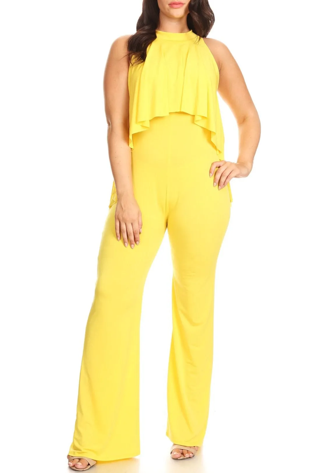 Hi Curvy Plus Size Women First Class Sleeveless Overlay Jumpsuit