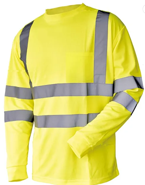 Hi-Vis Long Sleeved T-Shirt Viz Visibility Reflective Safety Work 1 Pack L34