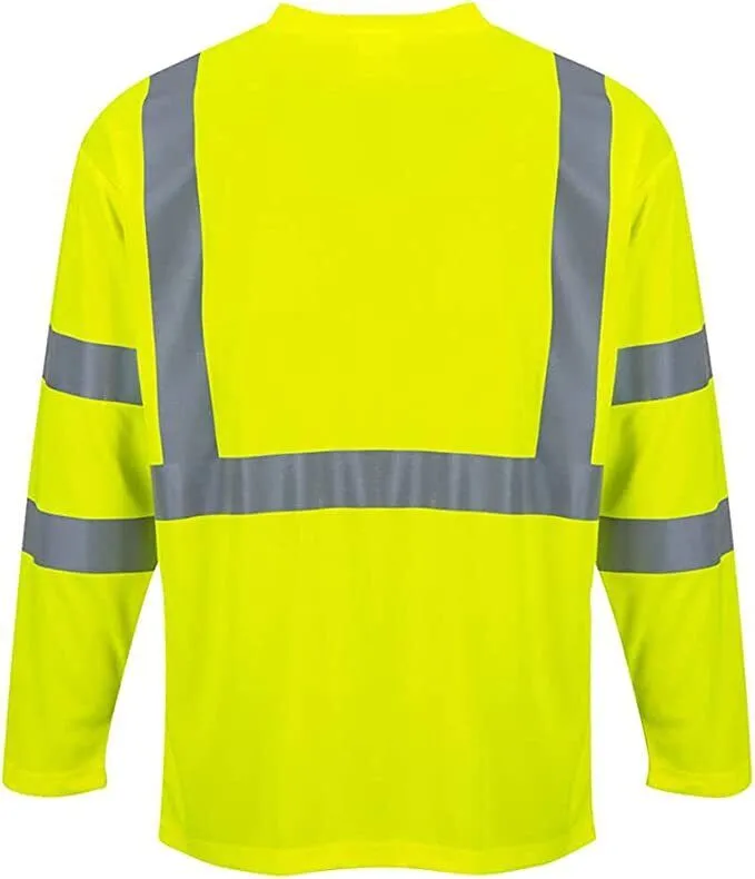 Hi-Vis Long Sleeved T-Shirt Viz Visibility Reflective Safety Work 1 Pack L34