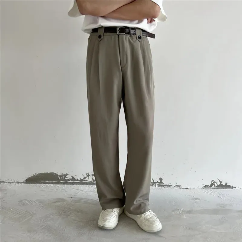 Hnzxzm Black Khaki Suit Pants Men Slim fit Fashion Social Mens Dress Pants Korean Straight Wide Leg Pants Mens Office Formal Trousers