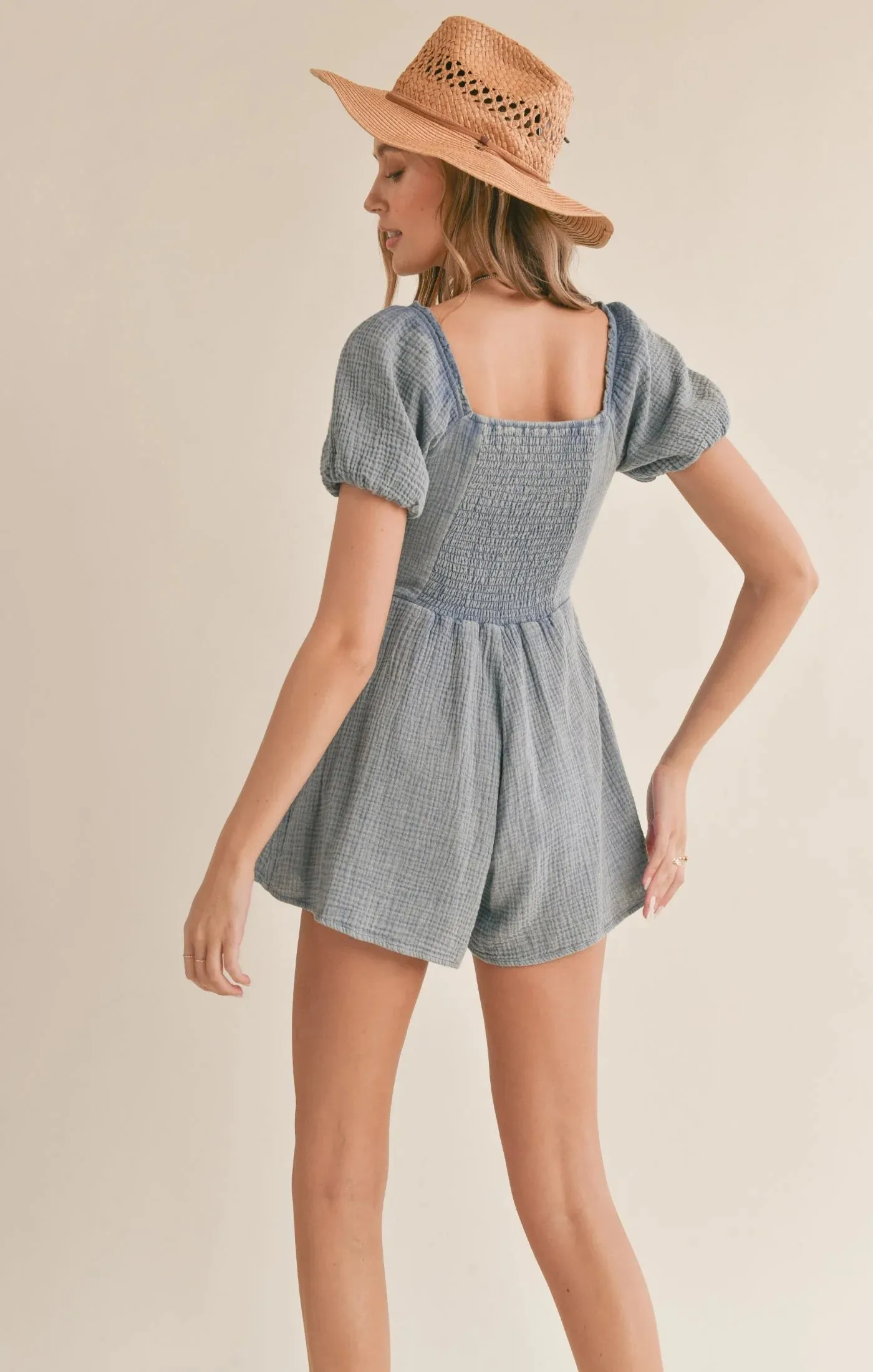 Hobbies Garment Washed Milkmaid Romper