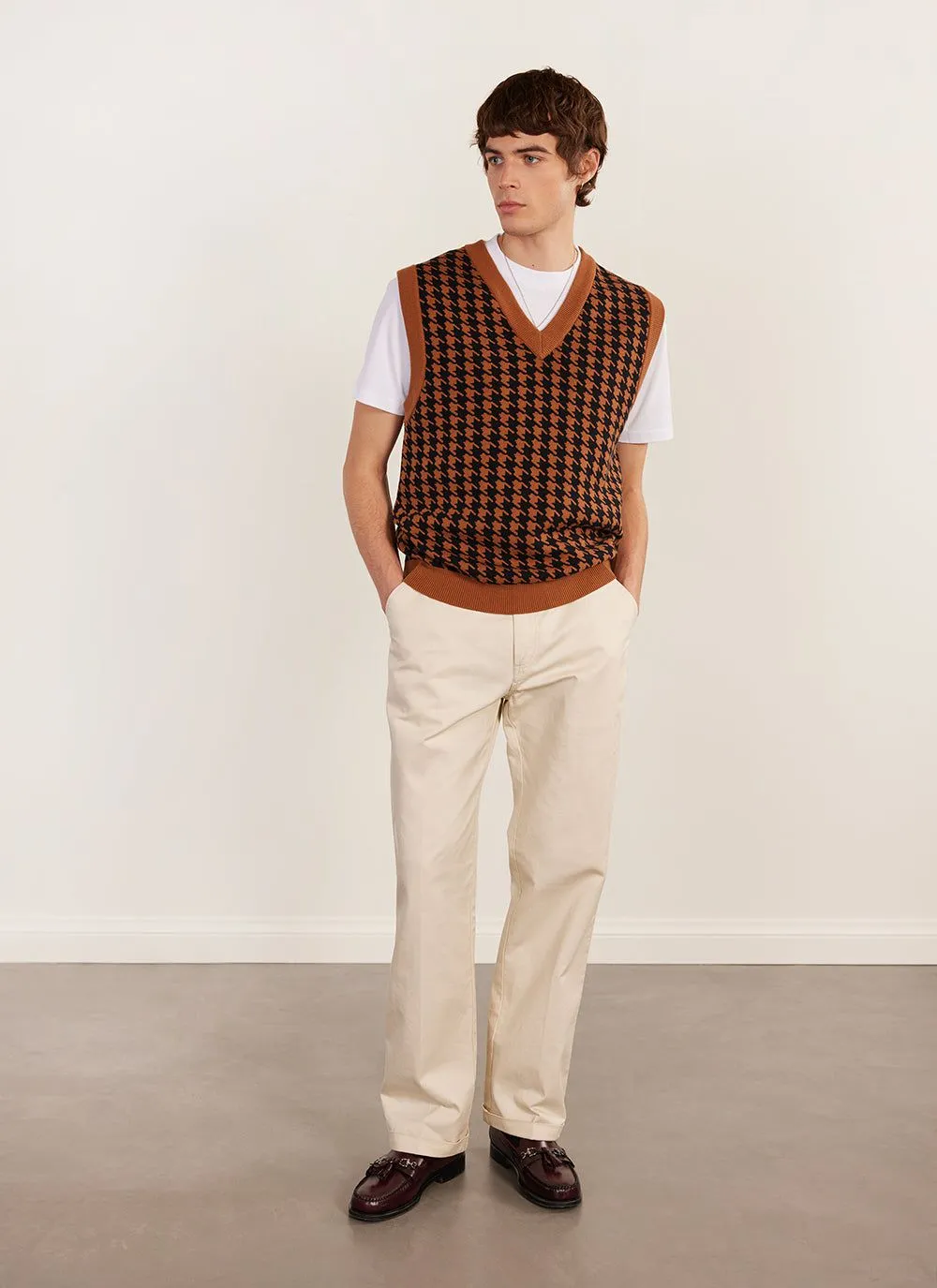 Houndstooth Knitted Vest | Percival x Ilaria | Espresso