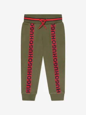 Hugo Boys Pique Logo Joggers in Khaki