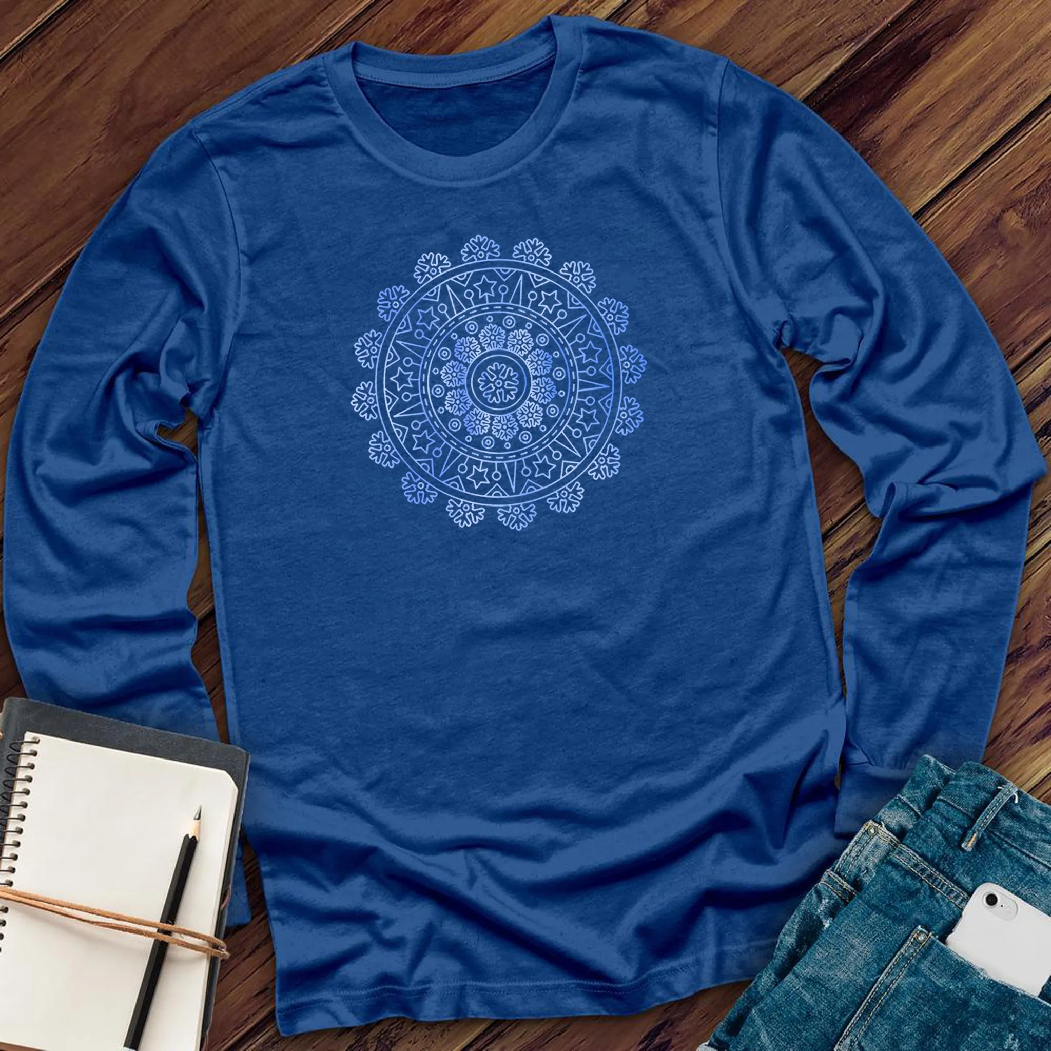 Ice Blue Mandala Long Sleeve