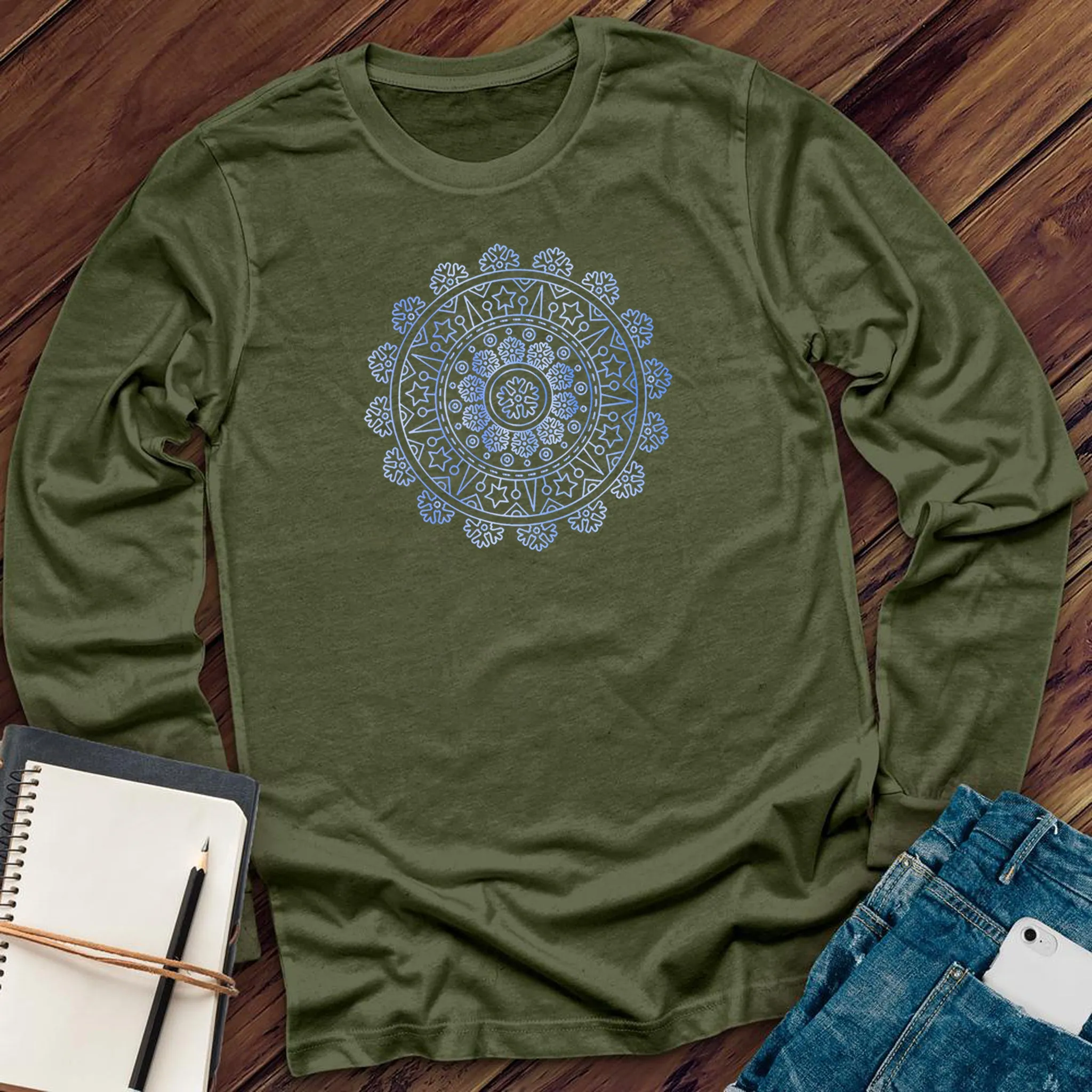 Ice Blue Mandala Long Sleeve