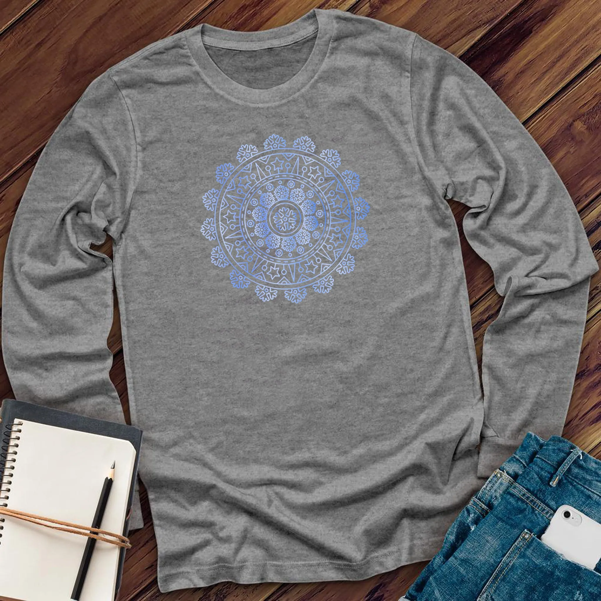 Ice Blue Mandala Long Sleeve