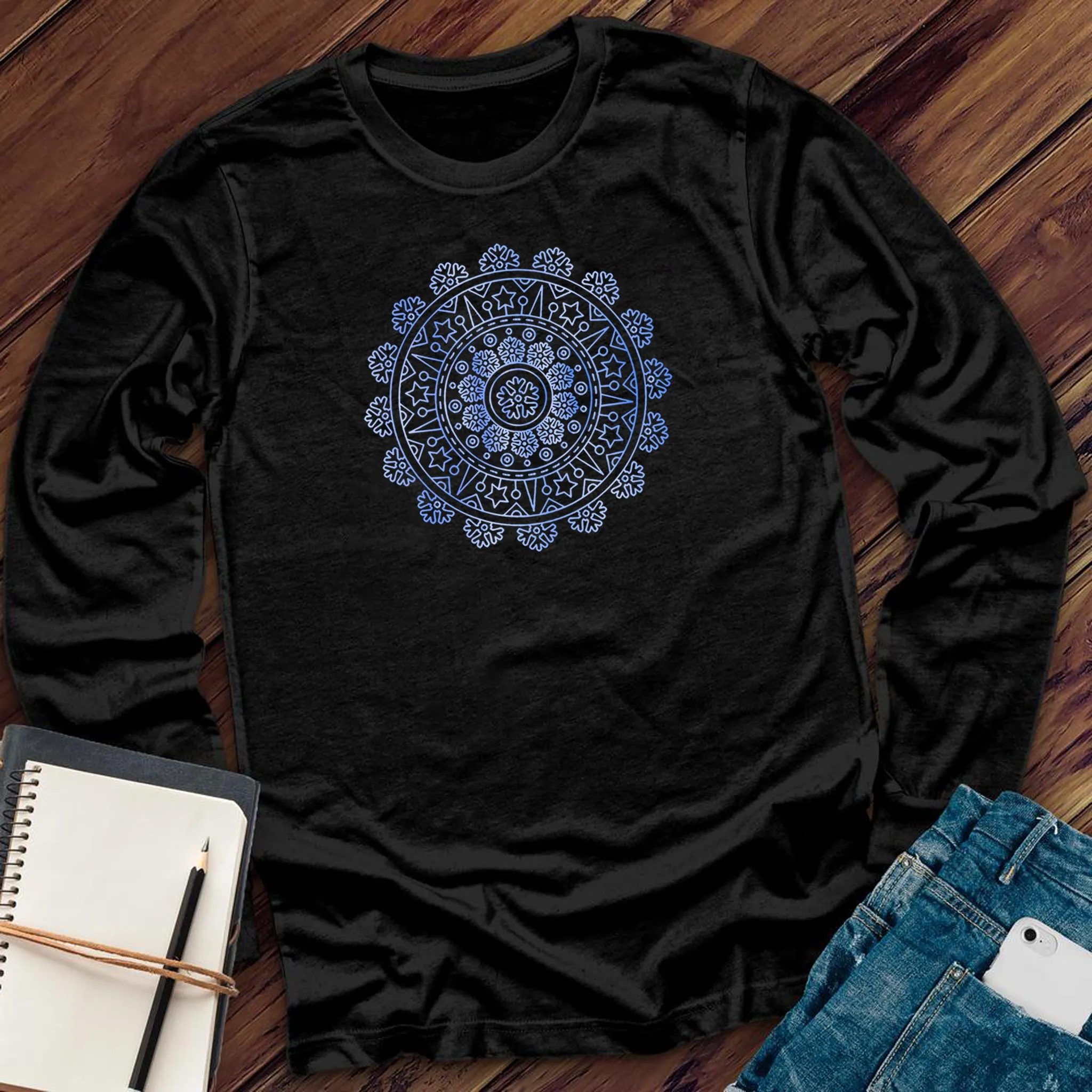 Ice Blue Mandala Long Sleeve