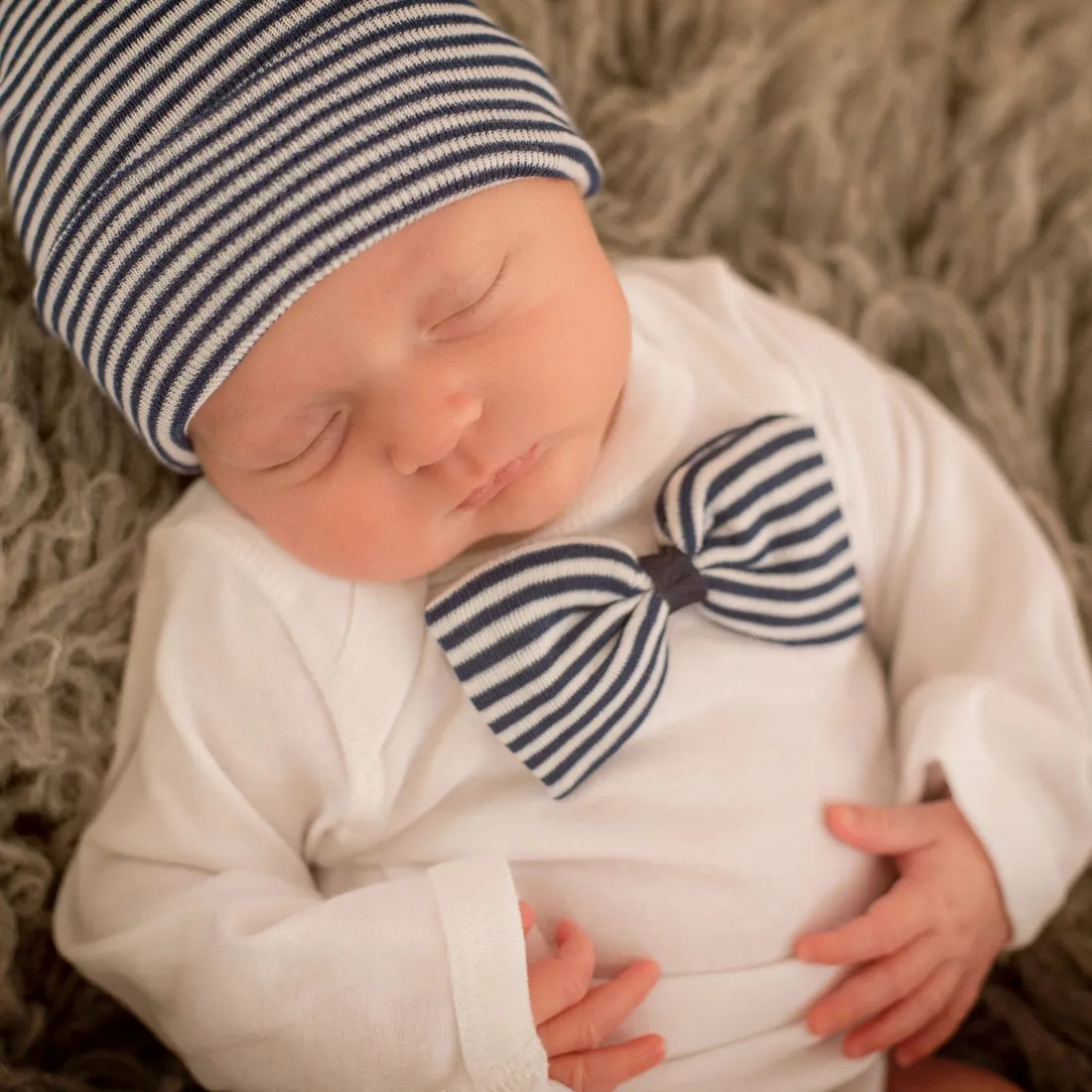 Ily Bean Navy Bow Tie Onesie