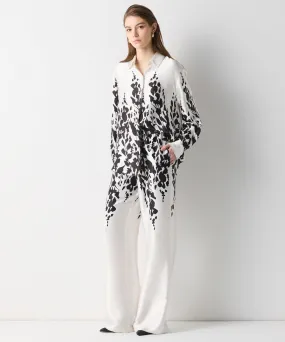 Ipekyol Contrast Printed Wide Leg Fit Trousers Off White