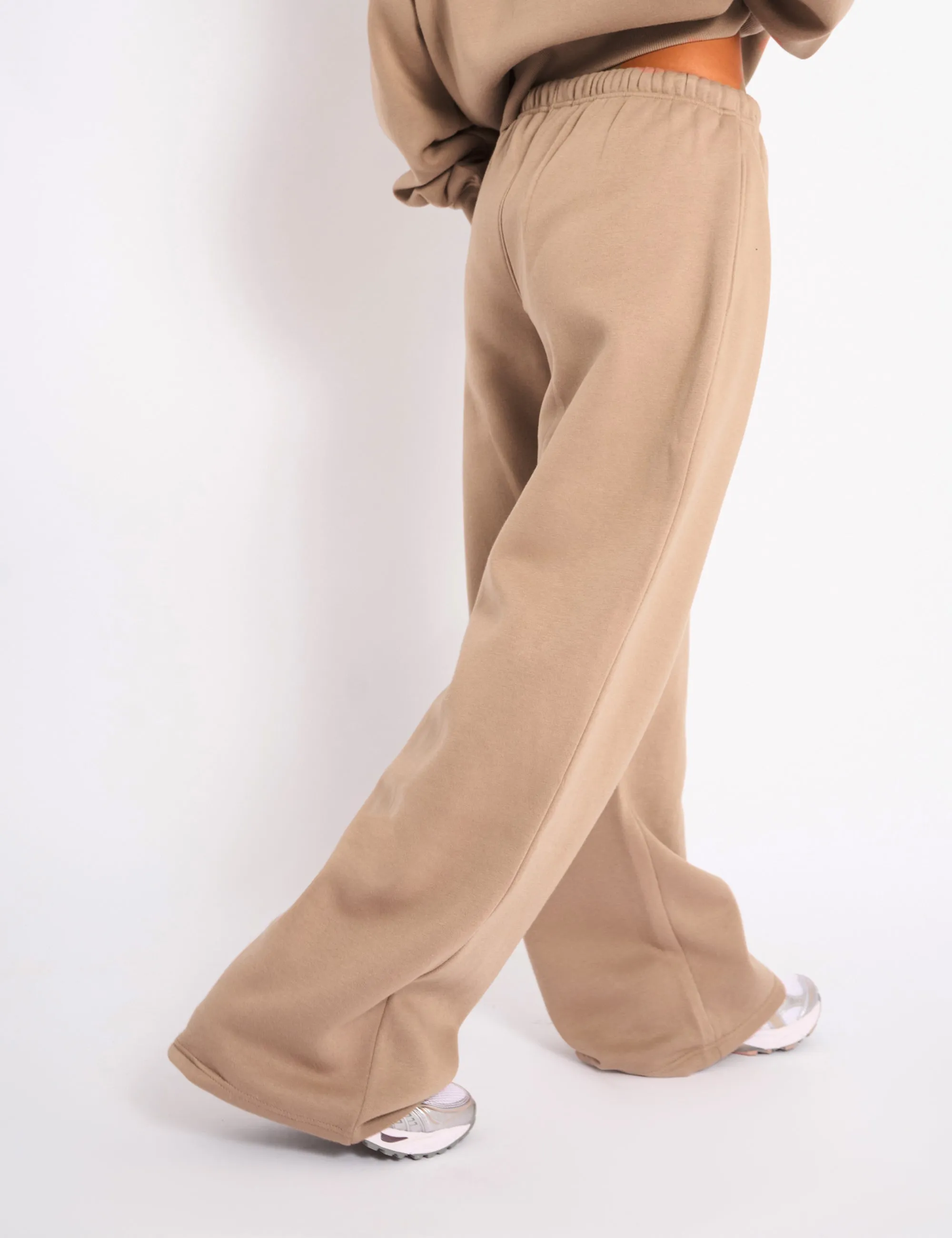 Kaiia Logo Wide Leg Joggers Latte