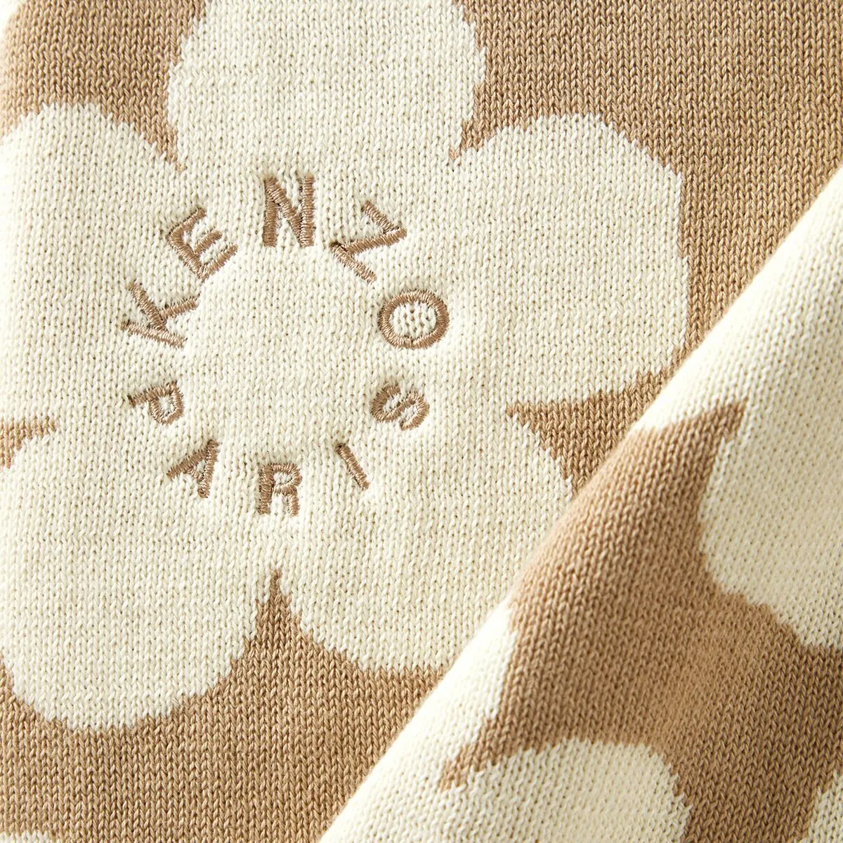 Kenzo K Hanadot Beige Knitted Throw by Yves Delorme