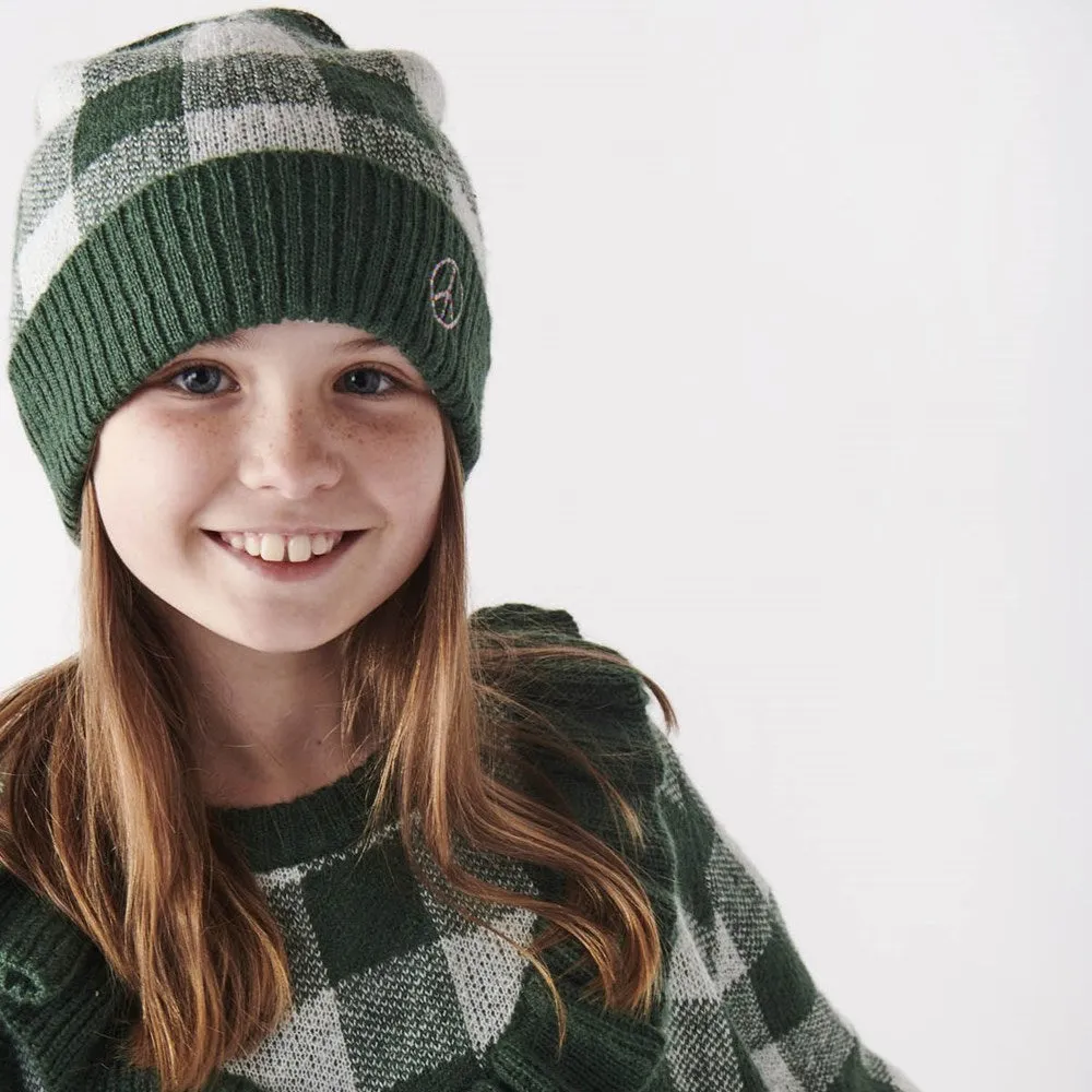 Kip&Co: Pine Tartan Knitted Beanie Kids 2-9yrs