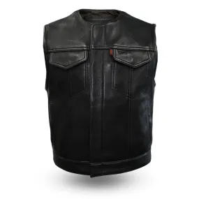 Leather FIM659CPM Low Rise Black Club Style Vest