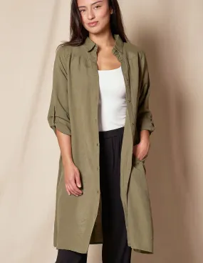 Linen / Bamboo Shirtdress - Army