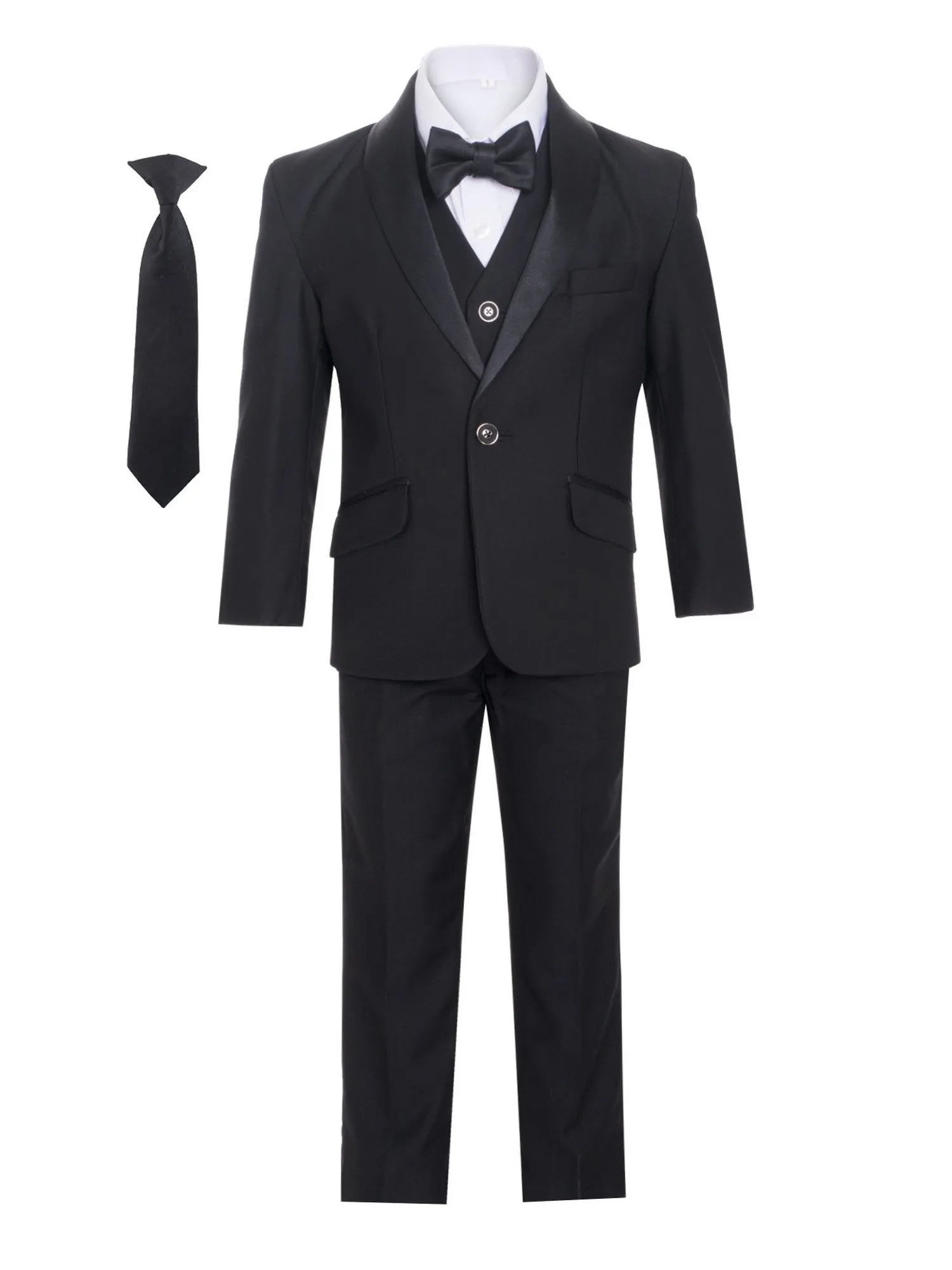 Little Boys Shawl Collar Tuxedo Slim Fit 7 Pc Suit 12M-6