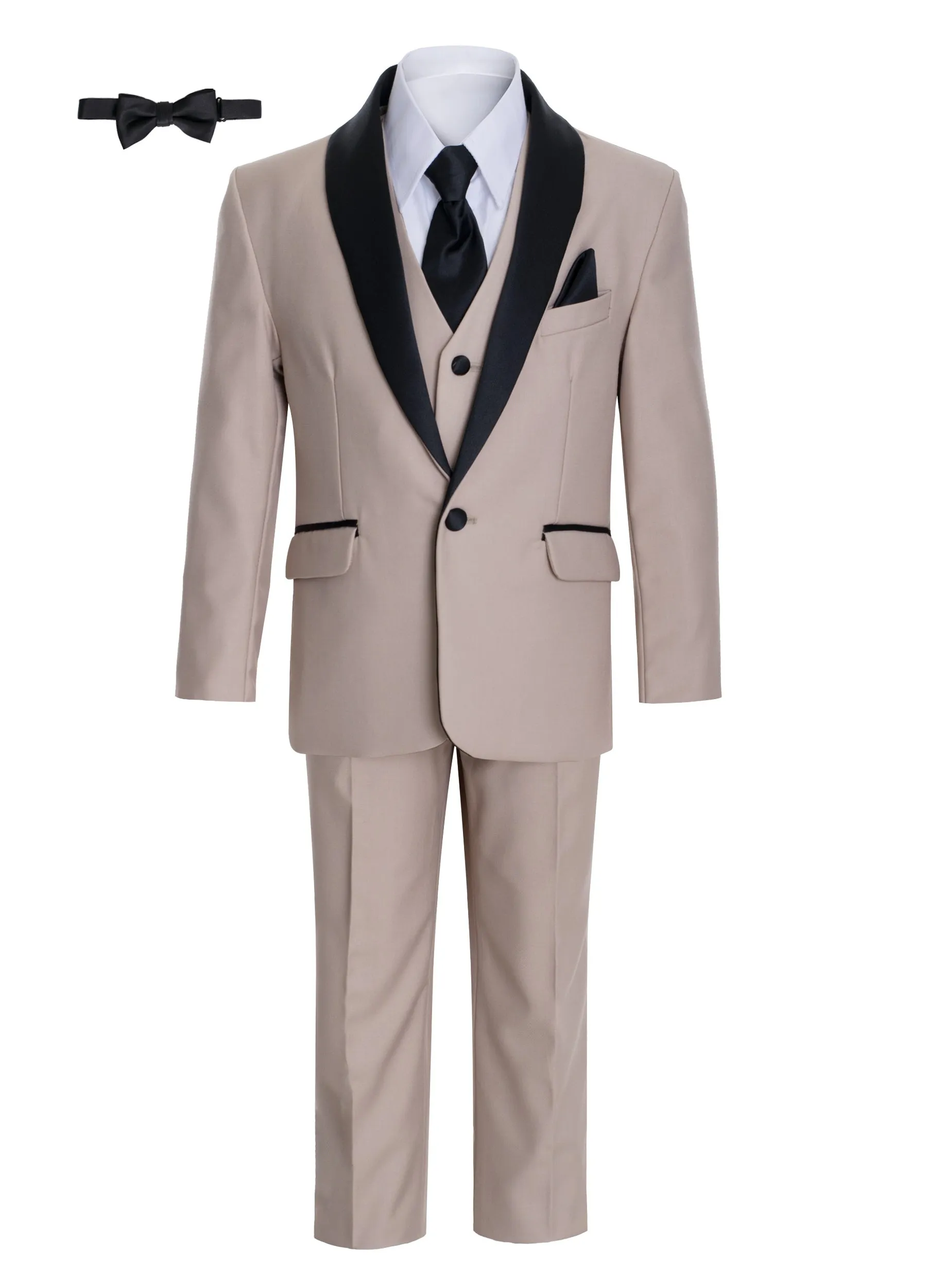 Little Boys Shawl Collar Tuxedo Slim Fit 7 Pc Suit 12M-6