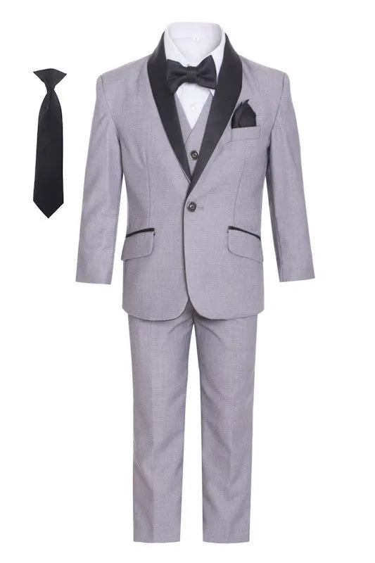 Little Boys Shawl Collar Tuxedo Slim Fit 7 Pc Suit 12M-6