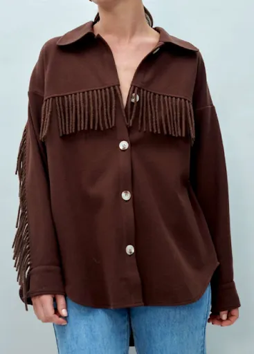 Little Lies Chocolate Fringe Shacket