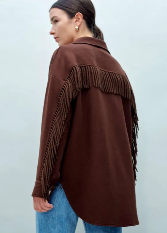 Little Lies Chocolate Fringe Shacket