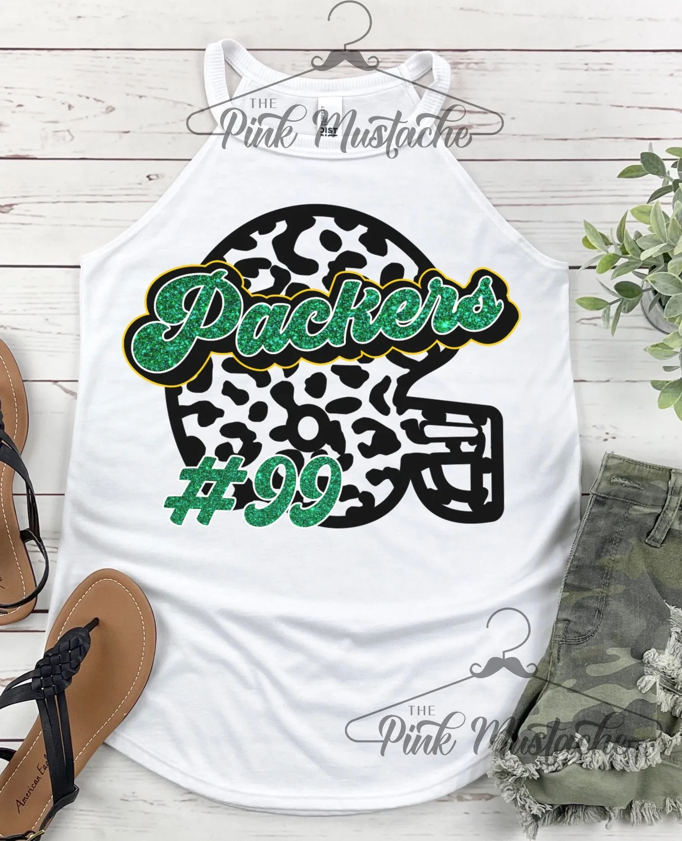 Local Little League Football Helmet Custom Team Name Tank/ Packers Mom Shirt