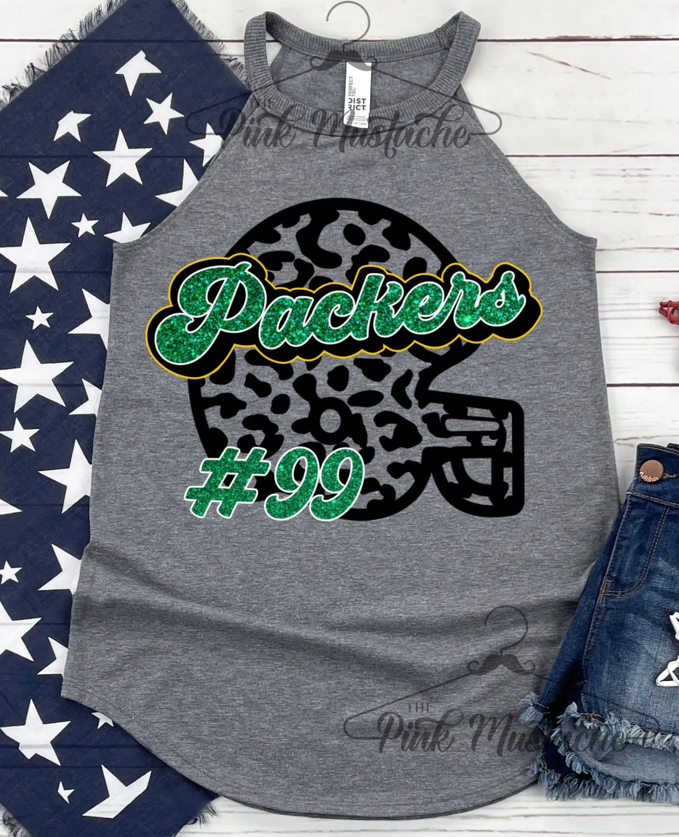 Local Little League Football Helmet Custom Team Name Tank/ Packers Mom Shirt