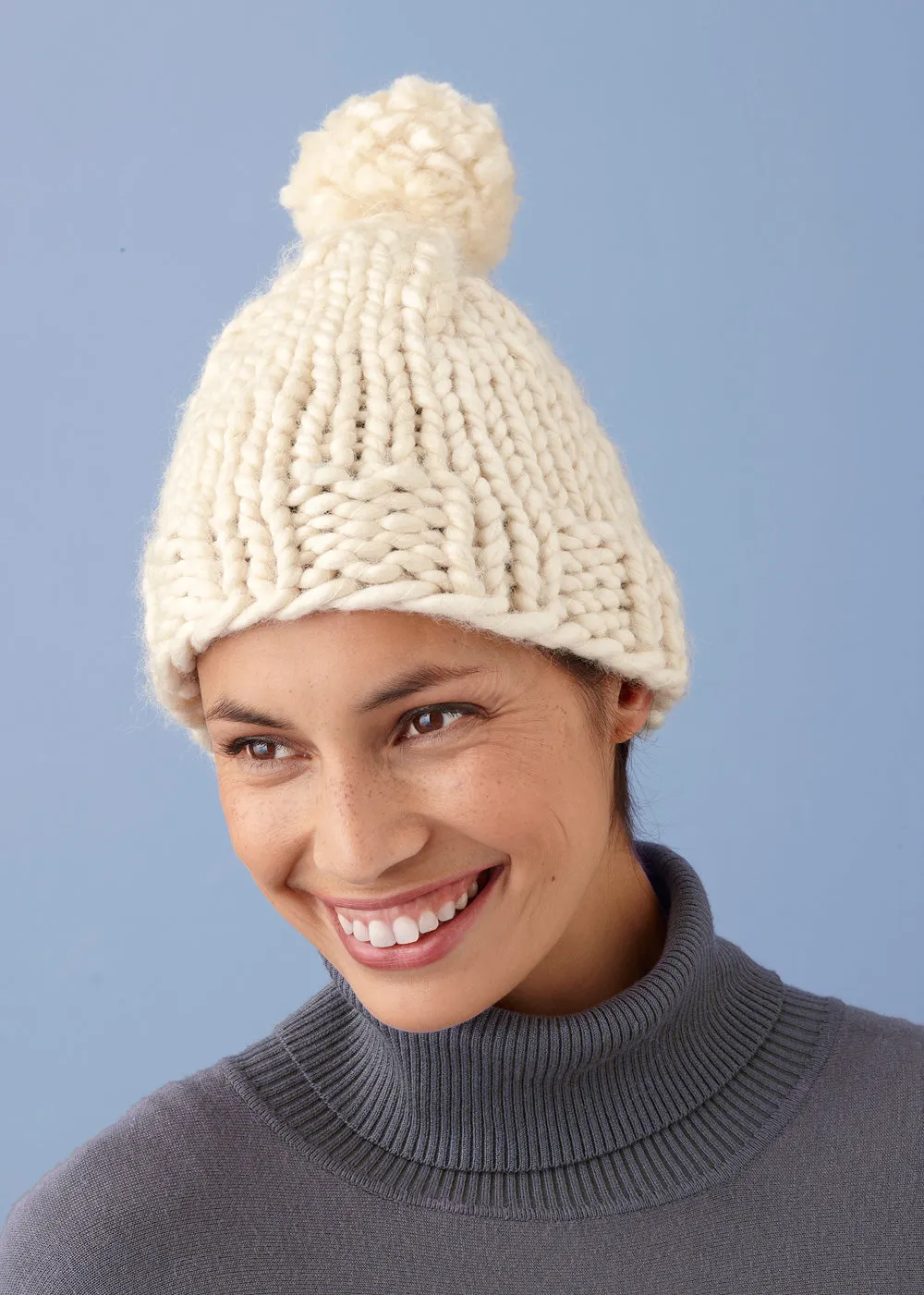 Lofty Pom-Pom Hat (Knit)