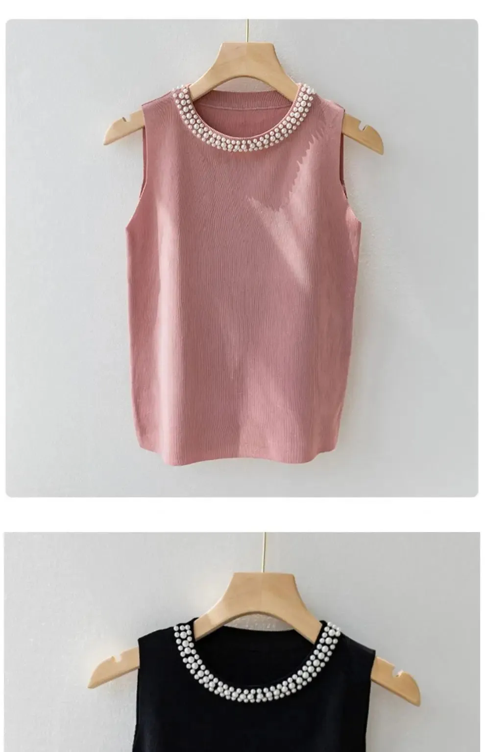 Loose Knitted Sleeveless Sequined Vests Tops