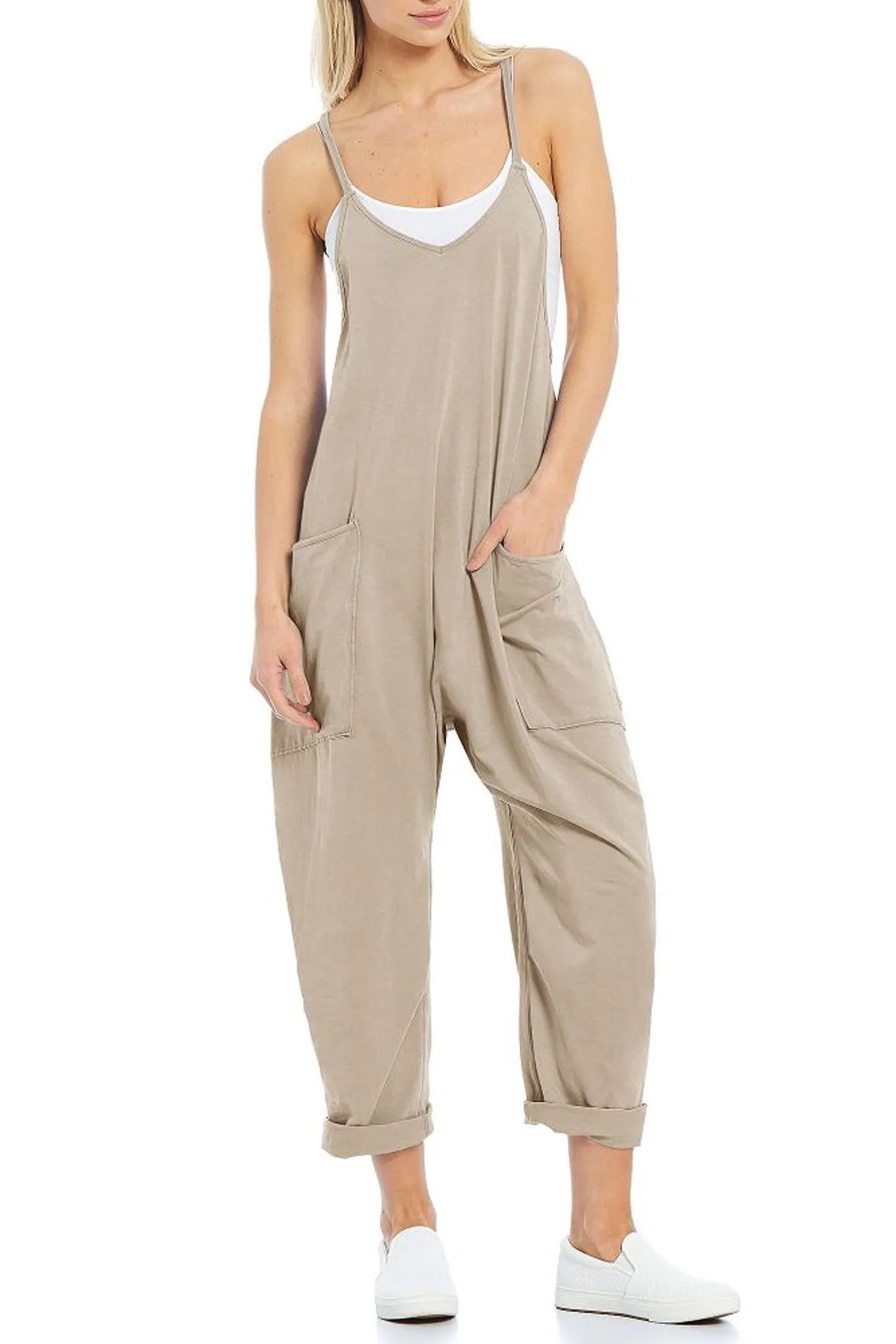 Loose V Neck Jumpsuit