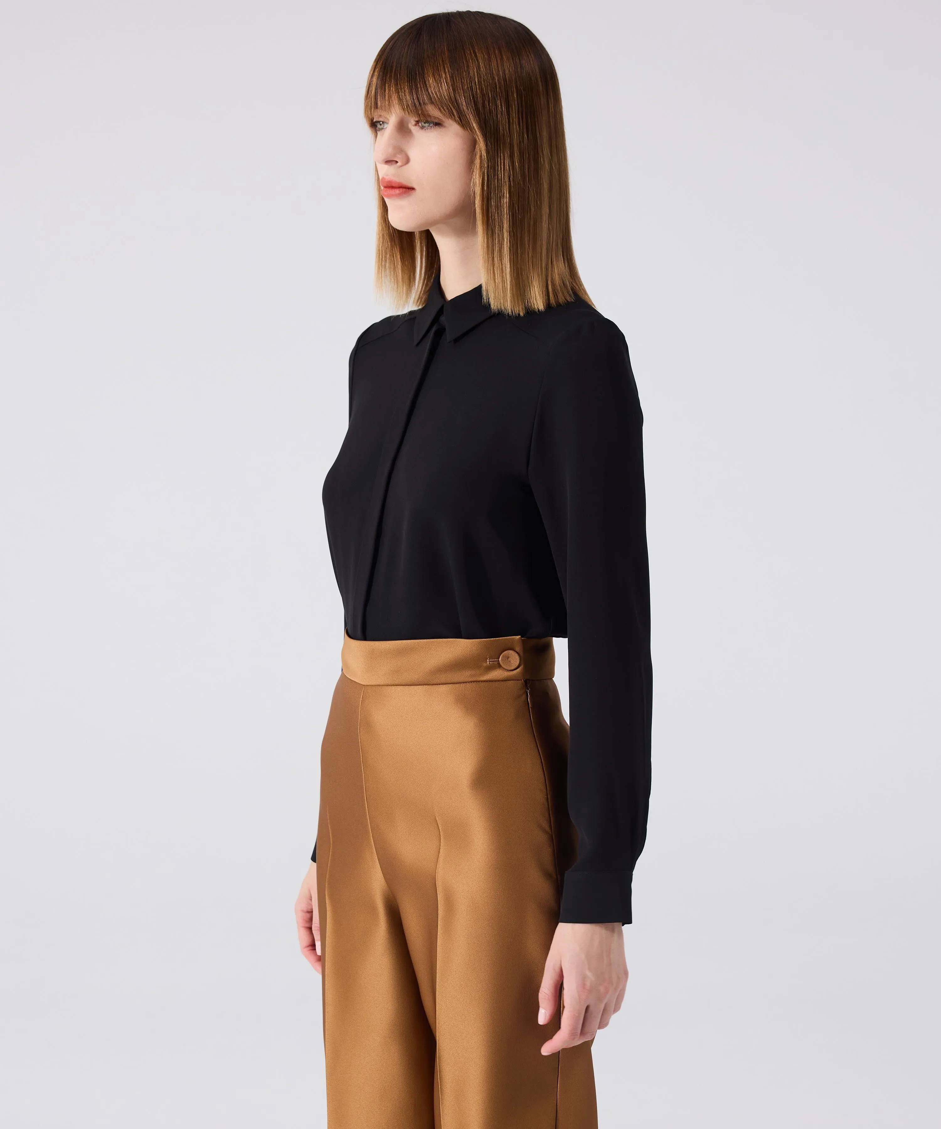 Machka Shiny Textured Trousers
 Bronze