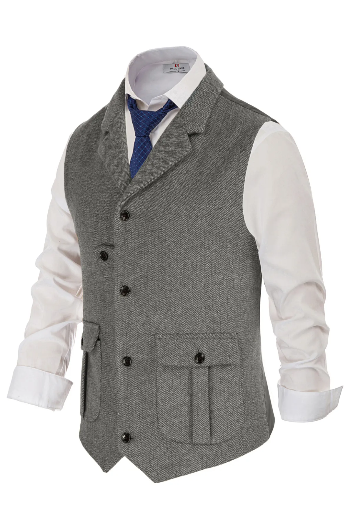 Men Notch Lapel Vest Coat Single Breasted Handkerchief Hem Cut-off Vest