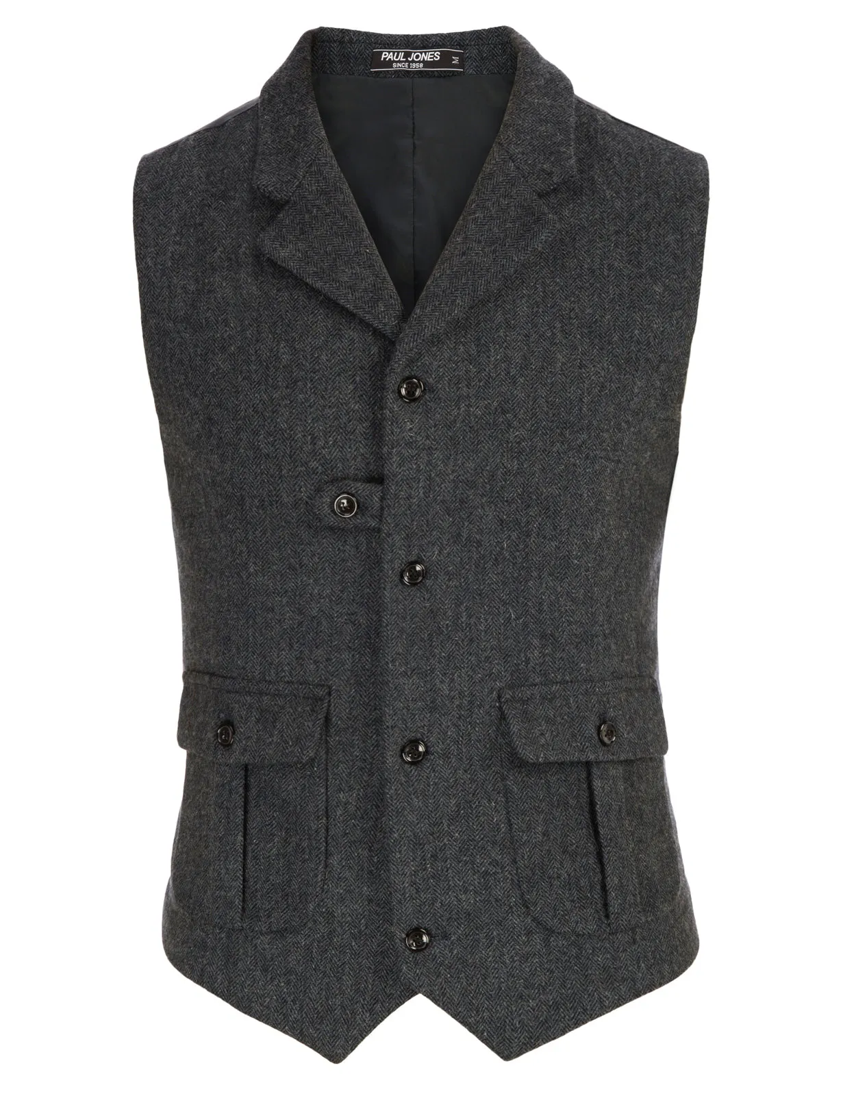 Men Notch Lapel Vest Coat Single Breasted Handkerchief Hem Cut-off Vest