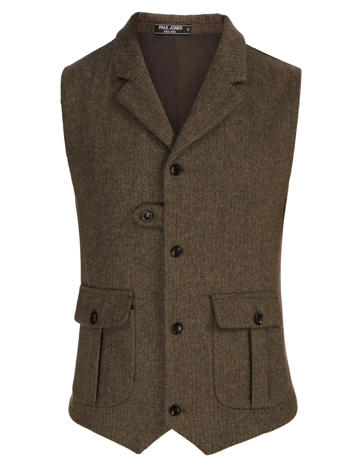 Men Notch Lapel Vest Coat Single Breasted Handkerchief Hem Cut-off Vest