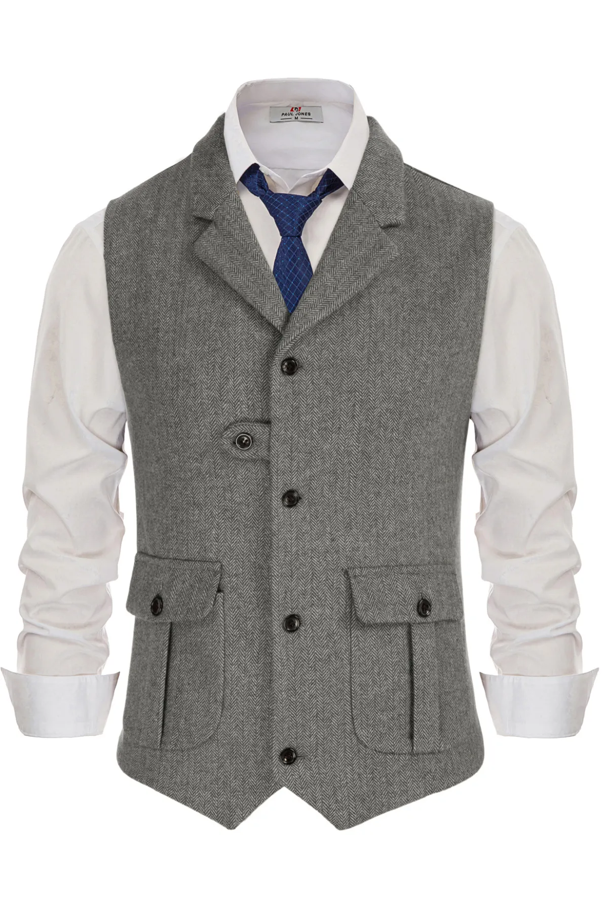 Men Notch Lapel Vest Coat Single Breasted Handkerchief Hem Cut-off Vest