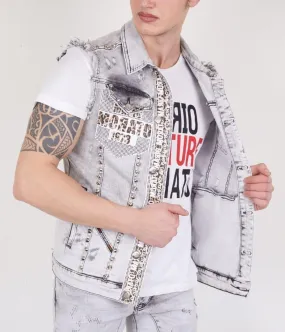 Men's Denim Vest Exclusive Hand Designed by Mario Morato in Europe | 2359 GREY