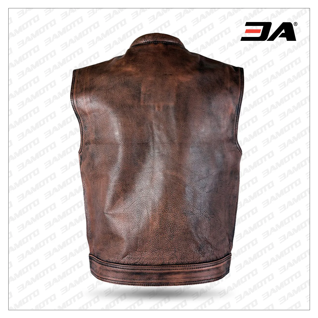 Men’s Distressed Brown Leather Premium Cowhide Vest