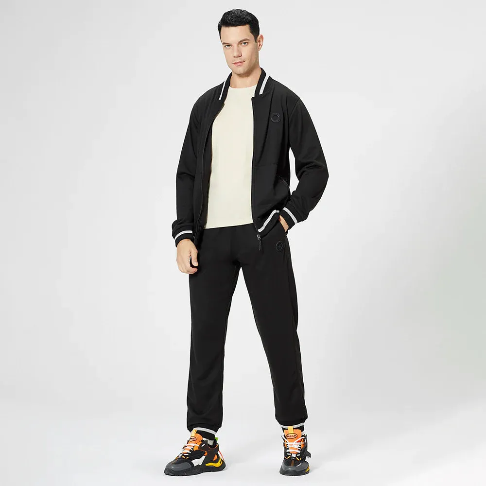 Men's Fall Winter Sports Loose Cardigan Zipper Jacket Joggers Two-Piece Set